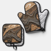 液体デザイン生成 鍋つかみ&鍋敷きセット (正面/裏面)