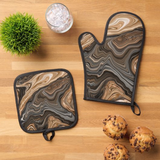 液体デザイン生成 鍋つかみ&鍋敷きセット (トップダウン)