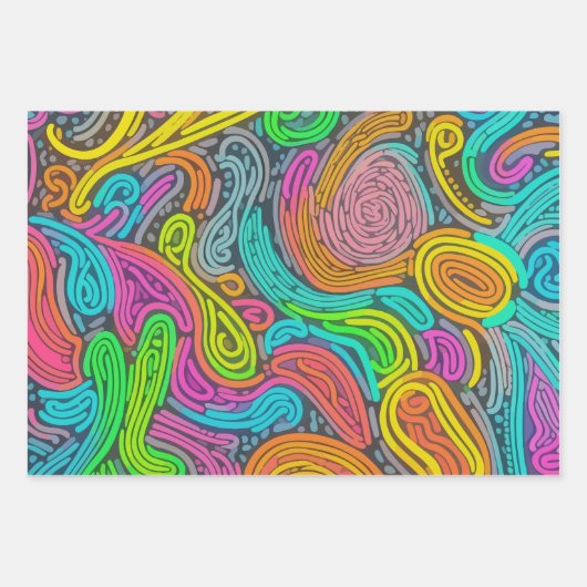 液体ネオンオーガニックパターン ラッピングペーパーシート (正面)