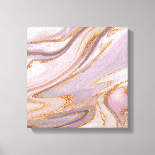 液体バラ大理石と金ゴールド キャンバスプリント (正面)
