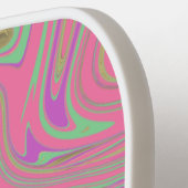 液体パターン（の模様が）あるピンク紫スクリプト名 ピックルボールラケット (左詳細)