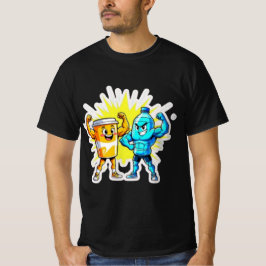 液体パワー - 面白いジュースと水の筋肉デザイン Tシャツ