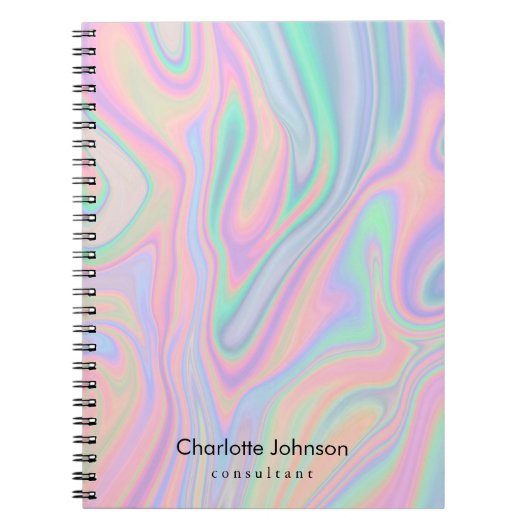 液体パーソナライズされた虹色パステルカラー ノートブック (正面)