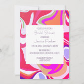 液体ピンク鮮やかブライトブライダルシャワー 招待状 (正面)