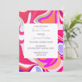 液体ピンク鮮やかブライトブライダルシャワー 招待状 (スタンド正面)