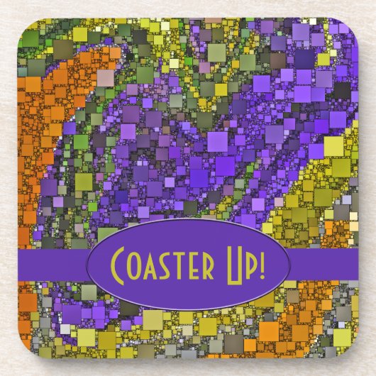 液体ファンキー波の幾何学的アートワークパーソナライズされた コースター (正面)