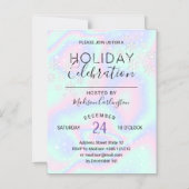 液体ホログラフィフェイクックテクスチャの雪片 マグネット招待状 (正面)