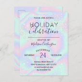 液体ホログラフィフェイクックテクスチャ雪の結晶ホリデー インビテーションポストカード (正面/裏面)