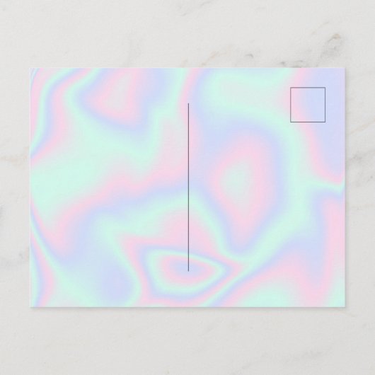 液体ホログラフィフェイクックテクスチャ雪の結晶ホリデー インビテーションポストカード (裏面)