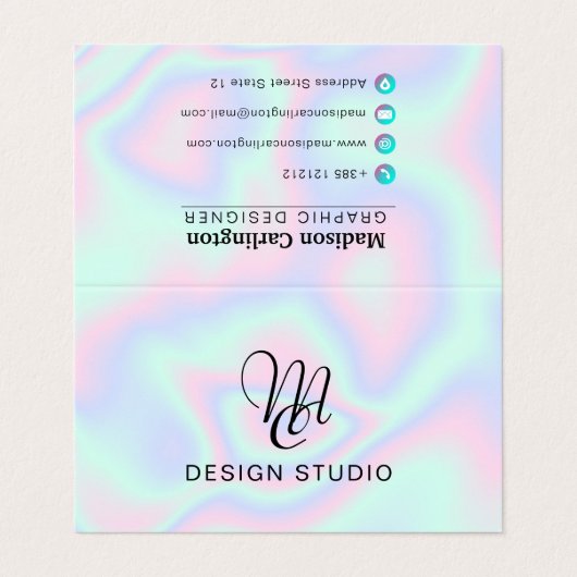 液体ホログラフィフェイクックテクスチャ 名刺 (外部フラット)