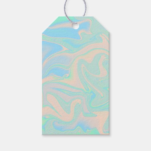 液体ホログラフィフェイクック虹彩色テクスチャ ギフトタグ (正面)