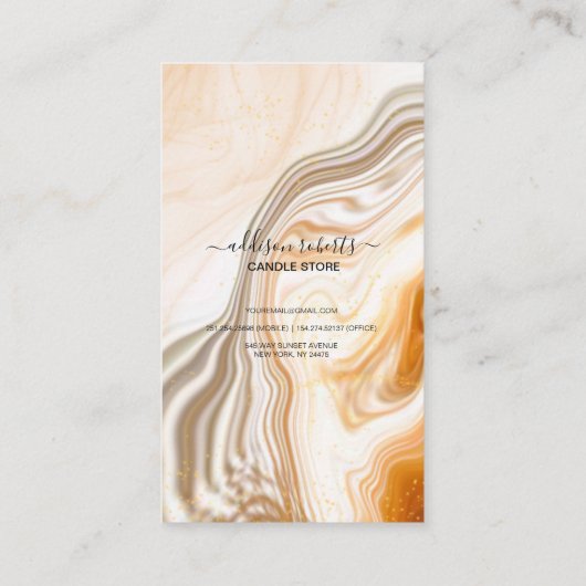 液体モダン金ゴールド及び茶色インクキャンドル気に 名刺 (裏面)