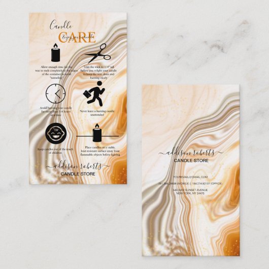 液体モダン金ゴールド及び茶色インクキャンドル気に 名刺 (正面/裏面)