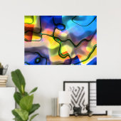 液体型枠-カラフル抽象芸術アート ポスター (ホームオフィス)