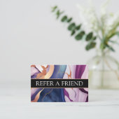 液体大理石ブルーパープル金ゴールド紹介顧客 名刺 (スタンド正面)