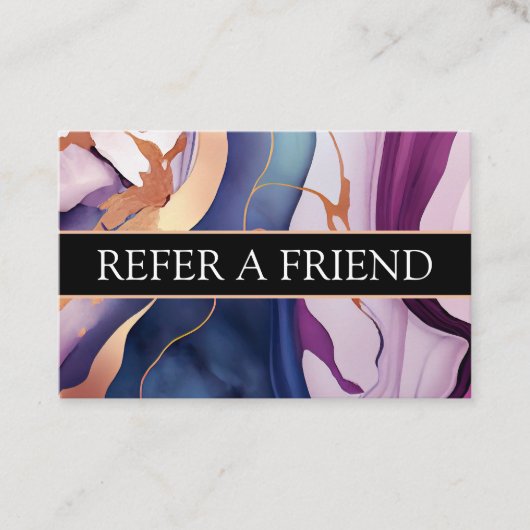 液体大理石ブルーパープル金ゴールド紹介顧客 名刺 (正面)