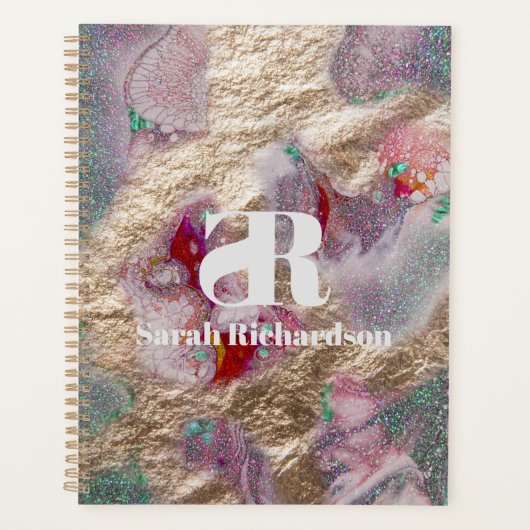 液体大理石ミ絵を描ックス抽象芸術モダントレンディー プランナー手帳 (正面)