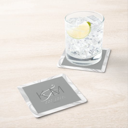 液体大理石結婚の中性点ID888 スクエアペーパーコースター (インサイチュ)