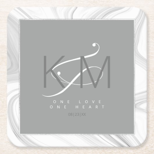 液体大理石結婚の中性点ID888 スクエアペーパーコースター (正面)