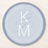 液体大理石結婚の青ID888 ラウンドペーパーコースター (正面)