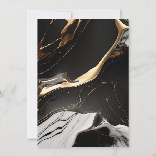 液体大理石金ゴールドグリッターサプライズ誕生日 招待状 (裏面)