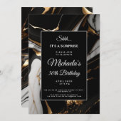 液体大理石金ゴールドグリッターサプライズ誕生日 招待状 (正面/裏面)