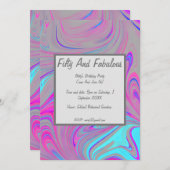 液体大理石50と素晴らしい誕生日 招待状 (正面/裏面)