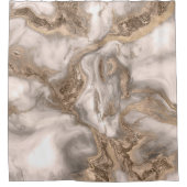 液体大理石 – 真珠と金ゴールド シャワーカーテン (正面)