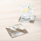 液体大理石-真珠と金ゴールド スクエアペーパーコースター (インサイチュ)