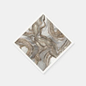 液体大理石 – 真珠と金ゴールド スタンダードカクテルナプキン (角)
