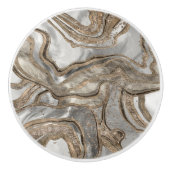 液体大理石 – 真珠と金ゴールド セラミックノブ (正面)