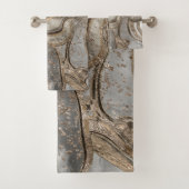液体大理石 – 真珠と金ゴールド バスタオルセット (インサイチュ)