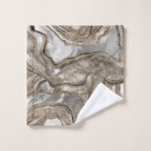 液体大理石 – 真珠と金ゴールド バスタオルセット (ウォッシュタオル)