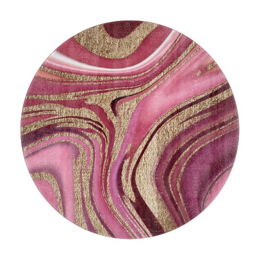 液体大理石：金ゴールド赤抽象芸術。 カッティングボード (正面)