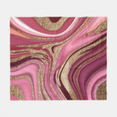 液体大理石:金ゴールド赤抽象芸術。 フリースブランケット (正面(横))