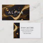 液体抽象芸術モダン金ゴールド背景デザイン 名刺 (正面/裏面)