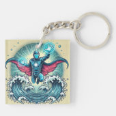 液体操作スーパーヒーローデザイン キーホルダー (裏面)