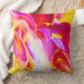 液体炎 – 明るいオレンジ&イエローデザイン クッション (ブランケット)