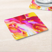 液体炎 – 明るいオレンジ&イエローデザイン スクエアペーパーコースター (アングル)