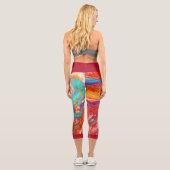 液体絵を描マリング赤数々の色カプリL カプリレギンス (裏面)