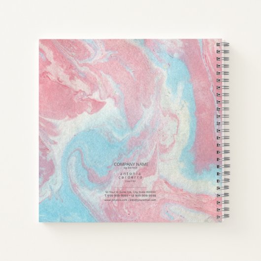 液体絵を描流抽象芸術ピンク/青ID797 ノートブック (裏面)