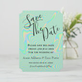 液体緑色フェイクホログラフィックテクスチャ セーブザデート (スタンド正面)