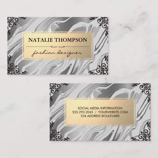 液体背景 |金ゴールドとコー華美ナー 名刺 (正面/裏面)