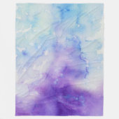 液体色の水彩画の青及び紫色のしぶき フリースブランケット (正面)