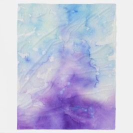 液体色の水彩画の青及び紫色のしぶき フリースブランケット