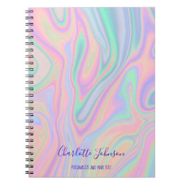 液体虹色ユニコーンカラーデザイン+追加文字 ノートブック