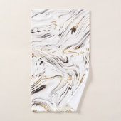 液体金ゴールドシルバー黒大理石#1 バスタオルセット (ハンドタオル)