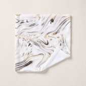 液体金ゴールドシルバー黒大理石#1 バスタオルセット (ウォッシュタオル)