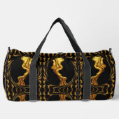 液体金ゴールドブラックモノクロアクエンポンクリスチャン ダッフルバッグ (正面)