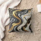 液体金ゴールド白黒マーブルルックグラム結婚ズ クッション (ブランケット)